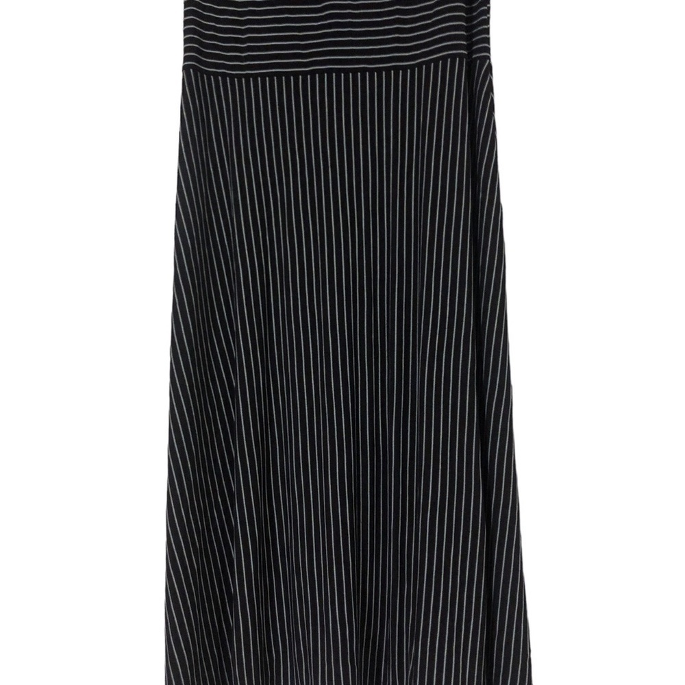 Ann Taylor LOFT Navy Striped Ruched Chest Stretchy & Soft/Strappy Midi Dress 10 - Picture 3 of 8